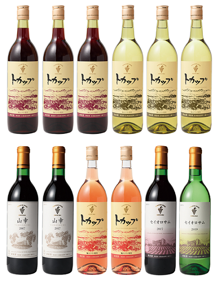 十勝ワイン ハーフボトル12本（赤・白・ロゼ）セット 360ml×12本 赤ワイン 白ワイン ロゼワイン セイオロサム 山幸 トカップ 飲み切り