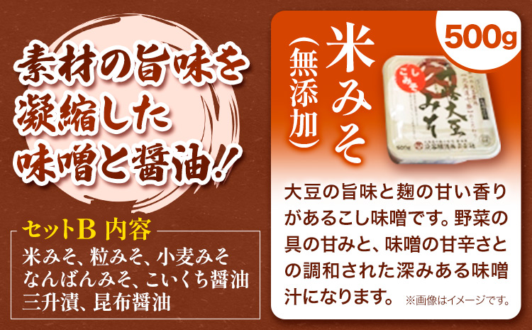 北海道十勝 醗酵食品「味噌三昧セットＢ」（味噌5種と醤油2種）《60日以内に出荷予定(土日祝除く)》 渋谷醸造株式会社 送料無料 北海道 本別町 米みそ 粒みそ 小麦みそ 南蛮みそ こいくち醤油 昆布醤油 三升漬け 無添加