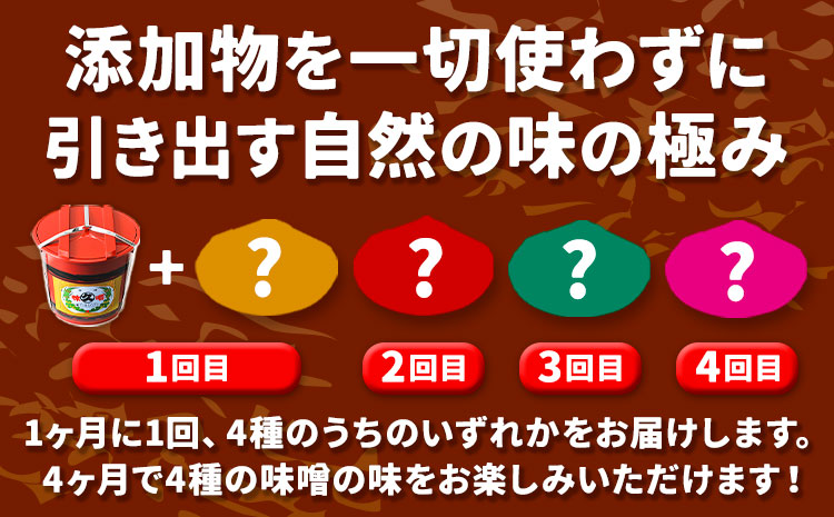 【4ヶ月定期便】北海道十勝 醗酵食品「樽入り味噌4種」2kg 頒布会 計4回お届け 《お申込み月の翌月から出荷開始》定期便 調味料 渋谷醸造株式会社 送料無料 北海道 本別町 キレイマメ黒豆味噌 十勝大豆粒味噌 十勝大豆こし味噌 十勝大豆小麦味噌