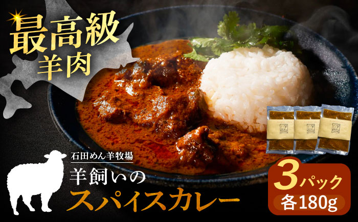 北海道 十勝 羊のスパイスカレー 180g×3パック《足寄町》【石田めん羊牧場】カレー カレーライス スパイスカレー レトルトカレー レトルト スパイス 羊肉 マトン グルメ 北海道産 道産 あしょろ [BEAD012]