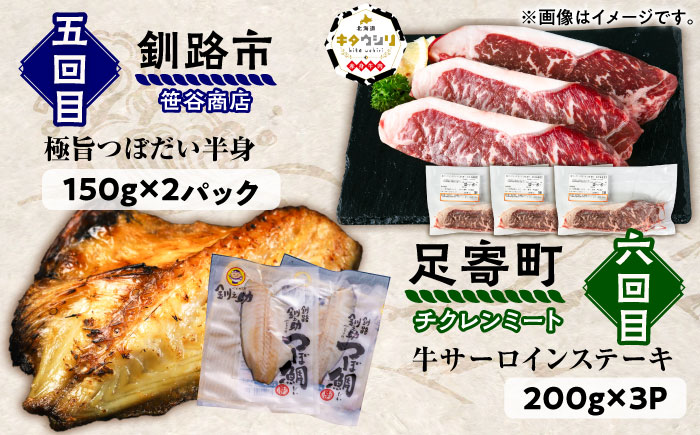 6回定期便 道産ブランド牛＆人気のお魚を満喫！北海道定期便 《足寄町》 [BEBL008]