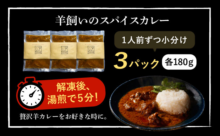 北海道 十勝 羊のスパイスカレー 180g×3パック《足寄町》【石田めん羊牧場】カレー カレーライス スパイスカレー レトルトカレー レトルト スパイス 羊肉 マトン グルメ 北海道産 道産 あしょろ [BEAD012]