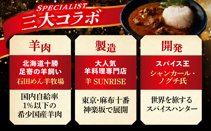北海道 十勝 羊のスパイスカレー 180g×3パック《足寄町》【石田めん羊牧場】カレー カレーライス スパイスカレー レトルトカレー レトルト スパイス 羊肉 マトン グルメ 北海道産 道産 あしょろ [BEAD012]