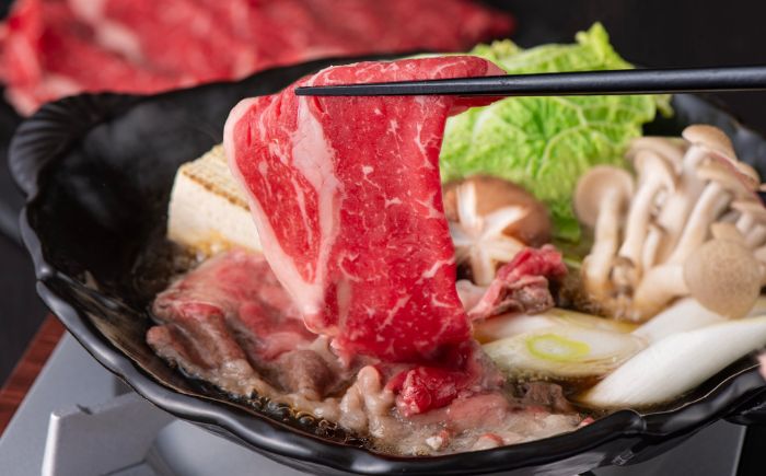 【木箱入り】 希少な赤身和牛 北海道 北十勝短角牛 すき焼き用 モモ・ロース 400g 《足寄町》【リンベル株式会社】 [BEBP001]