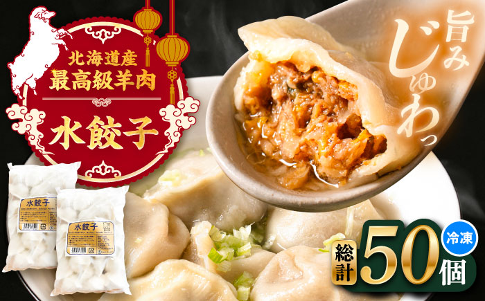 羊の水餃子（25個入り×2パック）《足寄町》【石田めん羊牧場】　中華 餃子 ぎょうざ ギョウザ 点心 惣菜 おかず 弁当 羊肉 お肉 手づくり 冷凍 ジューシー 簡単調理 名店 味坊 足寄 北海道 北海道産 [BEAD020]