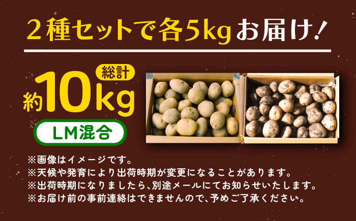 【先行予約】北海道産 じゃがいも 2種食べ比べセット 各5kg（男爵＆キタアカリ）《足寄町》【党崎農場】ジャガイモ じゃがいも 食べ比べ 国産 野菜 ポテト 芋 イモ いも 男爵 キタアカリ きたあかり あしょろ 北海道 [BEAA005]