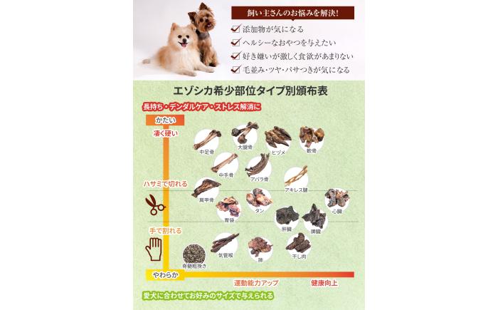 北海道 ペットのおやつセット エゾシカ（お肉・内臓・骨）18種《足寄町》【K&D株式会社】北海道産 エゾ鹿 鹿 シカ肉 鹿肉 ドライ ジャーキー ホネ 骨 ペットフード ペット用 餌ドックフード 犬のおやつ あしょろ [BEBC003]