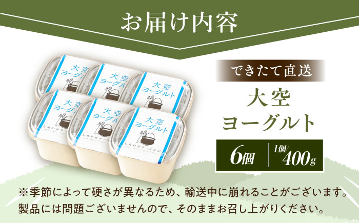 大空ヨーグルト 400g×6個《足寄町》【NPO法人あしょろ観光協会】ヨーグルト 乳製品 牛乳 乳酸菌 免疫力 美味しい 高評価 おすすめ ギフト 足寄町産 北海道産 道産 あしょろ 北海道 [BEAE005]