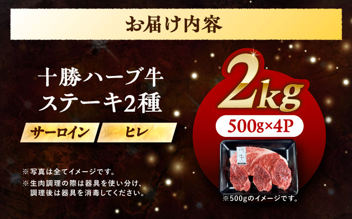 北海道 十勝 ハーブ牛 サーロイン ヒレ ステーキ セット 2kg （500g×4） 《足寄町》【株式会社ノベルズ食品】 [BEAQ058] 牛肉 牛 肉 にく ニク サーロイン ひれ ヘレ ステーキ 国産 道産 北海道産