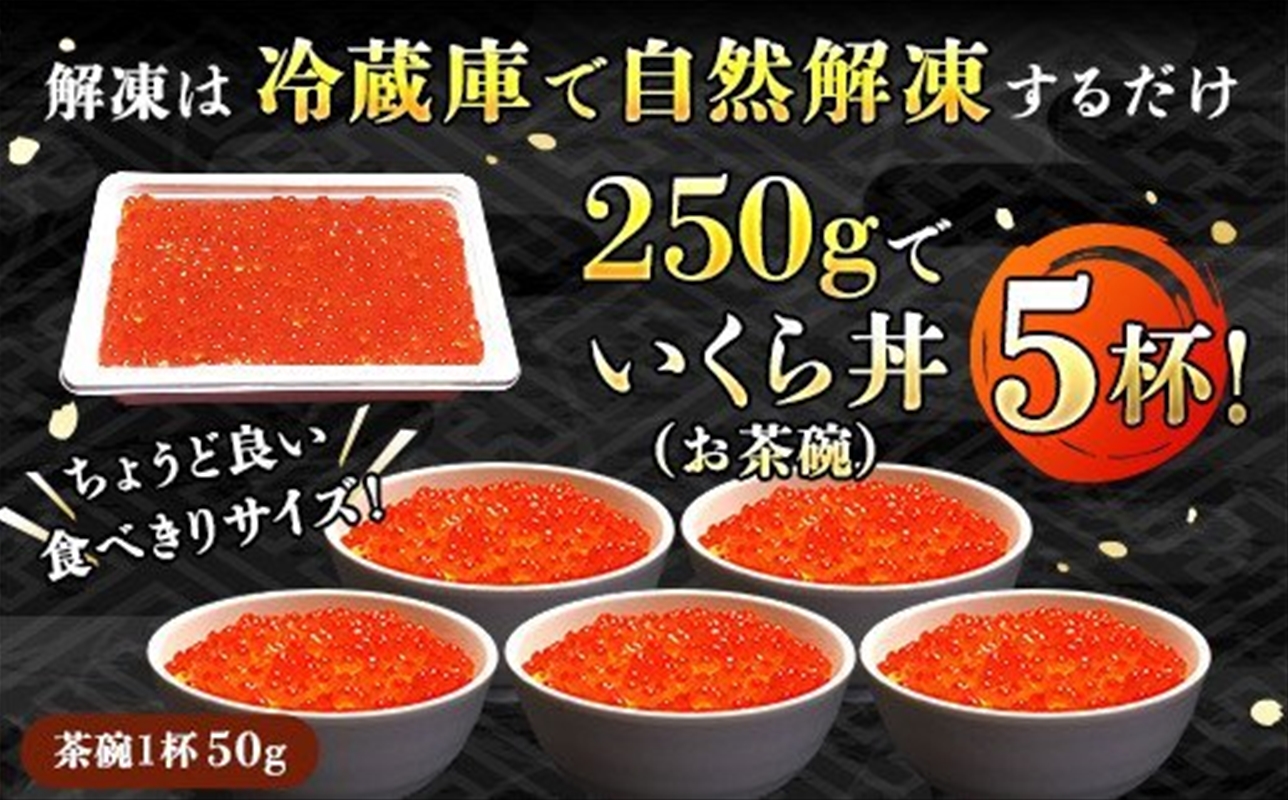 【定期便 4ヶ月連続】いくら醤油漬け 250g ×1箱  小分け　| 国産 北海道産 いくら いくら醤油漬 イクラ ikura 天然 鮭 サーモン  鮭卵 鮭いくら 北海道 昆布のまち 釧路町 笹谷商店 直営 釧之助本店 人気の 訳あり！ 子どもの日 母の日 父親の日 ご飯 米 無洗米 にも最適