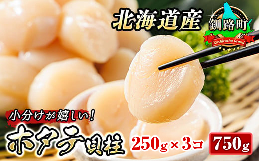 北海道産の冷凍ホタテ貝柱を刺身用に小分けにしました（約250g×3パック 合計750g) | 帆立 ホタテ ほたて 貝柱 冷凍 刺身 刺し身 小分け ヒロセ ホタテ貝柱 刺身 冷凍 セット 産地直送 スピード発送 北海道 釧路町 釧路超 特産品