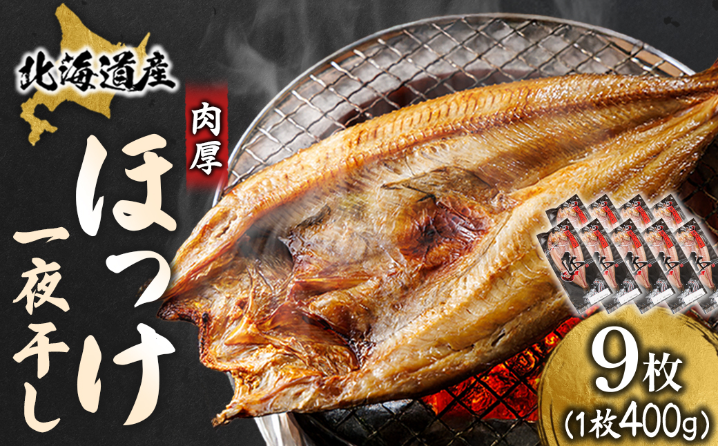 北海道産 ほっけ一夜干し（400〜449g）×9枚 【配送日時指定可能】 釧路町の匠が贈る 北の至宝 ホッケ 干物 焼魚 焼き魚 白身魚 セット ひもの 魚干物 一人暮らし セット おかず 冷凍 スピード発送 すぐ届く 魚介類 海鮮 絶品 人気 ヒロセ すぐ発送 40000円 北海道 釧路町 釧路超 特産品