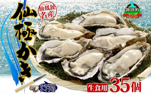 殻付き牡蠣 仙極かき 35個 生食用 かきナイフ付 牡蠣 かき カキ 冷蔵 北海道 釧路町