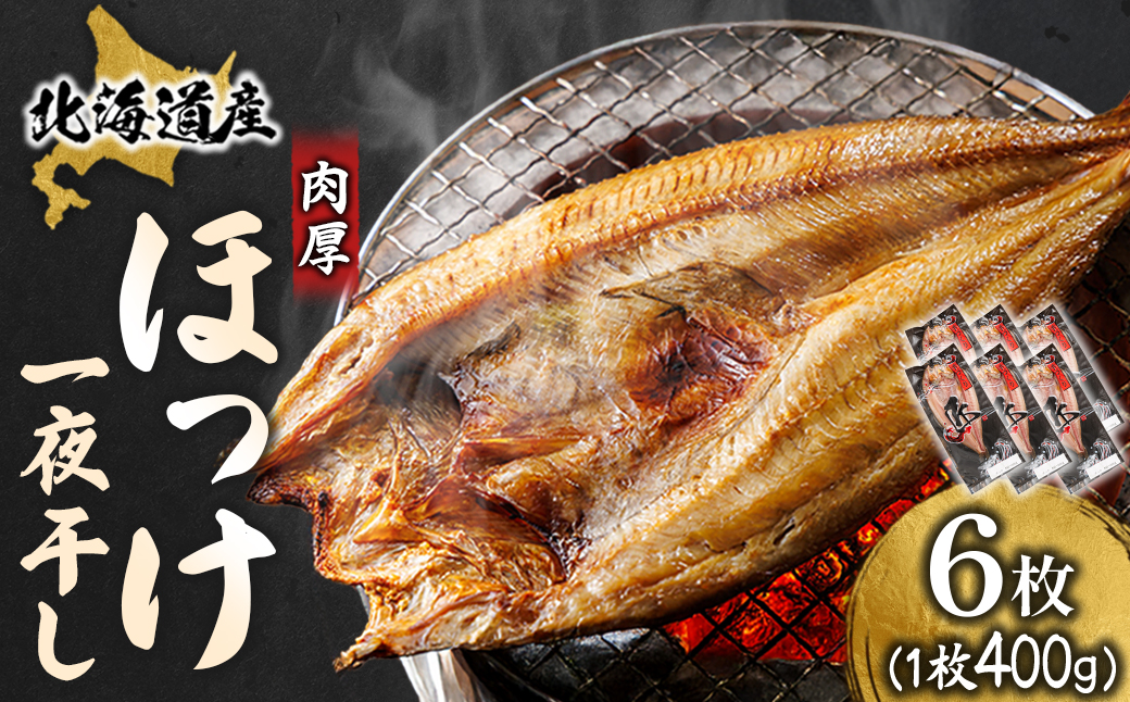 北海道産 ほっけ一夜干し（400〜449g）×6枚 【配送日時指定可能】 釧路町の匠が贈る 北の至宝 ホッケ 干物 焼魚 焼き魚 白身魚 セット ひもの 魚干物 一人暮らし セット おかず 冷凍 スピード発送 すぐ届く 魚介類 海鮮 絶品 人気 ヒロセ すぐ発送 北海道 釧路町 釧路超 特産品