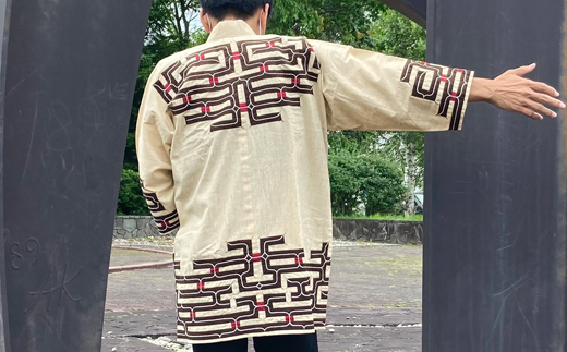 手縫い 半纏 着物（男性用） 1着 ルウンペ アイヌ刺繍 民族衣装 釧路町