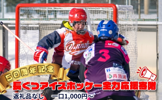 【50周年記念】長ぐつアイスホッケー全力応援寄附（返礼品なし・1,000円〜） 北海道 釧路町 釧路超 長靴アイスホッケー アイスホッケー 寄付 応援 支援 共感型ni01