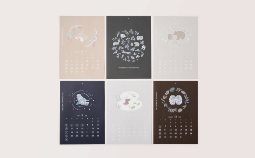 [磯 優子 / Yuko Iso] オリジナルデザイン 版画カレンダー（A4サイズ）×1コ | オリジナル デザイン インテリア おしゃれ かわいい シンプル カレンダー A4 壁掛け イラスト 北海道 釧路町 釧路超 特産品 br08