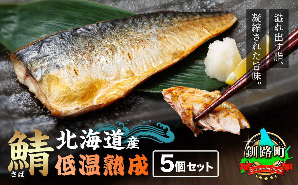 北海道産鯖 低温熟成 5個セット｜ 北海道産 鯖（さば）のみを使用 一夜干し さば サバ 焼き魚 焼魚 鯖セット ひもの 冷凍 小分け 冷凍 スピード発送 すぐ届く 魚介類 海鮮 絶品 人気 笹谷商店 直営 釧之助本店 せんのすけ 高級 すぐ発送 北海道 釧路町 釧路超 特産品