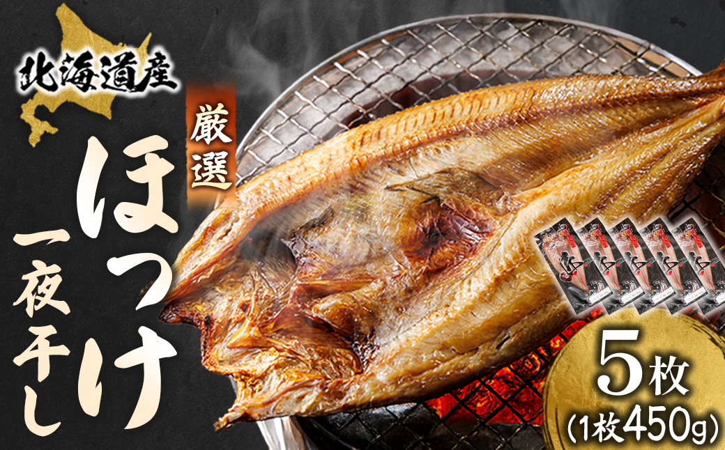 北海道産 ほっけ一夜干し（450〜499g）×5枚 【配送日時指定可能】 釧路町の匠が贈る 北の至宝 ホッケ 干物 焼魚 焼き魚 白身魚 セット ひもの 魚干物 一人暮らし セット おかず 冷凍 スピード発送 すぐ届く 魚介類 海鮮 絶品 人気 ヒロセ すぐ発送 北海道 釧路町 釧路超 特産品
