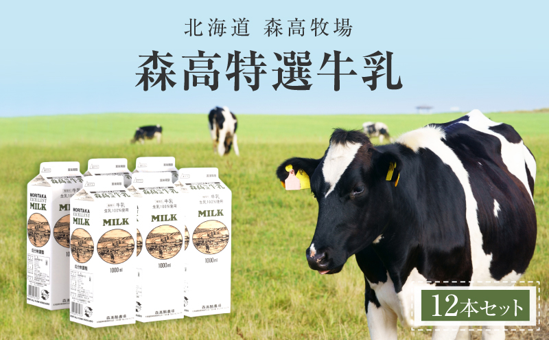 森高特選 牛乳 12本セット (1本あたり１L×12本,合計12L) 北海道 乳 ミルク