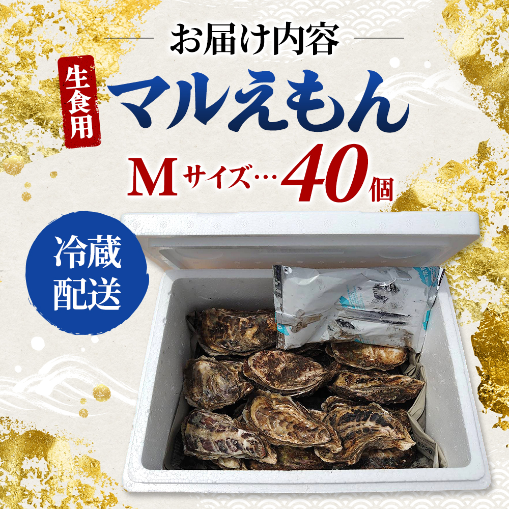 牡蠣 厚岸のブランド牡蠣 マルえもん Mサイズ 40個 生食用 魚貝類 海鮮 海のミルク 国産 生食用殻付き牡蠣 まろやか クリーミー 食べやすい品種 海の香り 牡蠣の酒蒸し 焼き牡蠣 マルえもん