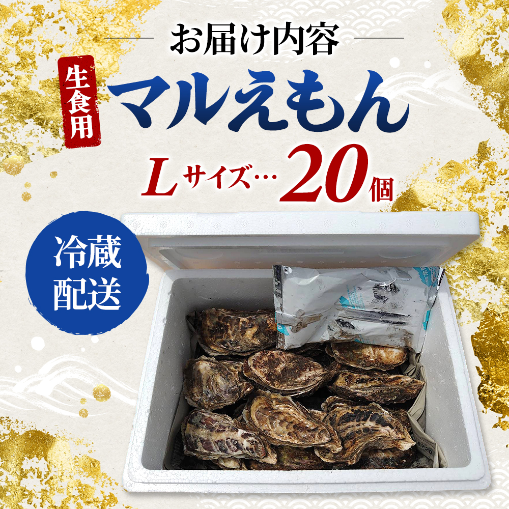 牡蠣 厚岸のブランド牡蠣 マルえもん Lサイズ 20個 生食用 魚貝類 海鮮 海のミルク 国産 生食用殻付き牡蠣 まろやか クリーミー 食べやすい品種 海の香り 牡蠣の酒蒸し 焼き牡蠣 マルえもん