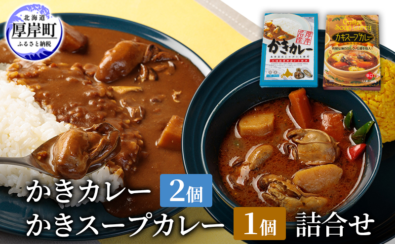 かきカレー2個 かきスープカレー 1個　詰合せ 北海道 カレー スープ スープカレー カレーライス レトルト レトルトカレー レトルト食品 加工品 牡蠣