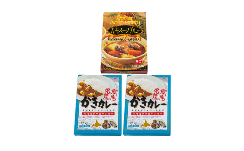 かきカレー2個 かきスープカレー 1個　詰合せ 北海道 カレー スープ スープカレー カレーライス レトルト レトルトカレー レトルト食品 加工品 牡蠣