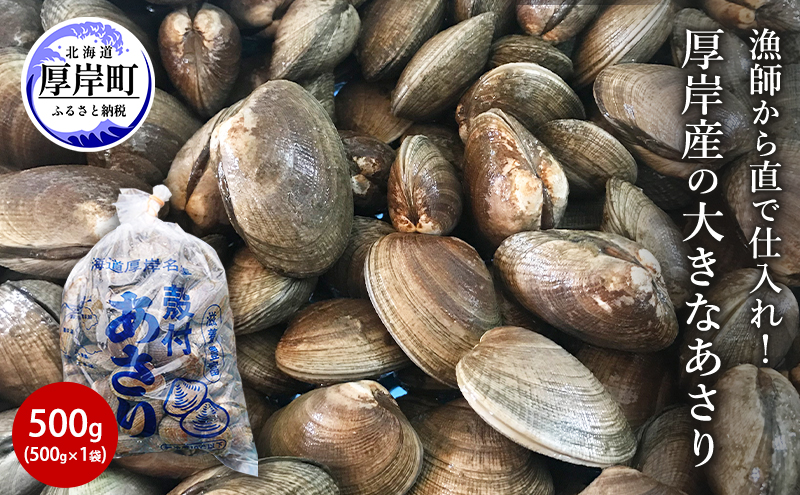 北海道 厚岸産 あさり 500g×1パック (合計500g) 大中混合 アサリ 魚貝 海 美味しい 栄養 旨み 砂出し 水洗い 冷蔵 冷凍保存可能 便利