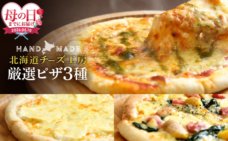 ≪母の日までにお届け!!≫【おおともチーズ工房】【北海道チーズ工場のピザ】カチョカバロチーズたっぷりの、厳選ピザの詰め合わせ_H0003-110-mo