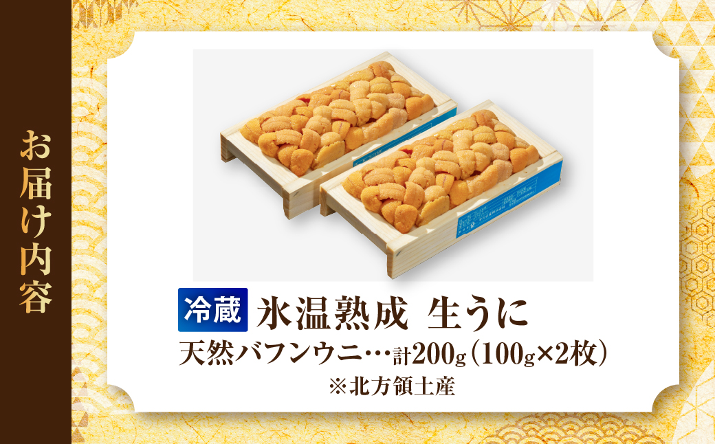 ≪氷温熟成≫生折うに(天然バフンウニ) 100g×2枚 うに ウニ 北海道_H0009-102
