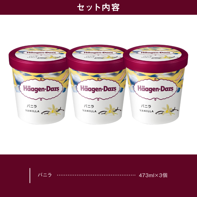 ハーゲンダッツ パイントバニラ3個セット アイス スイーツ デザート_H0026-109