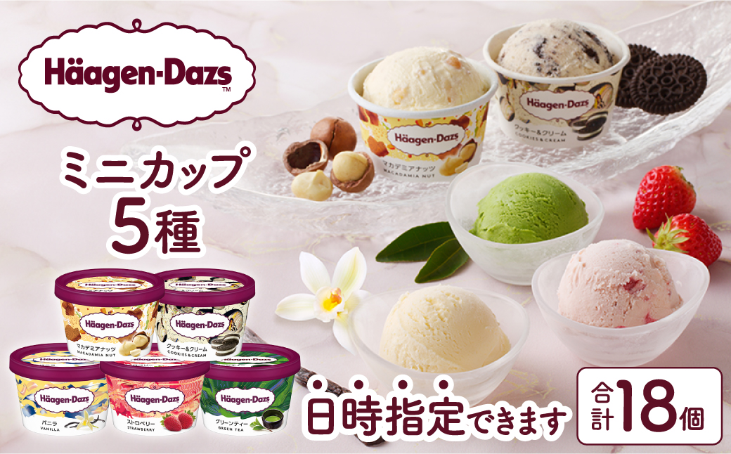 【着日指定できます!!】ハーゲンダッツ『定番ミニカップ5種セット(合計18個)』アイスクリーム アイス スイーツ デザート_H0016-127