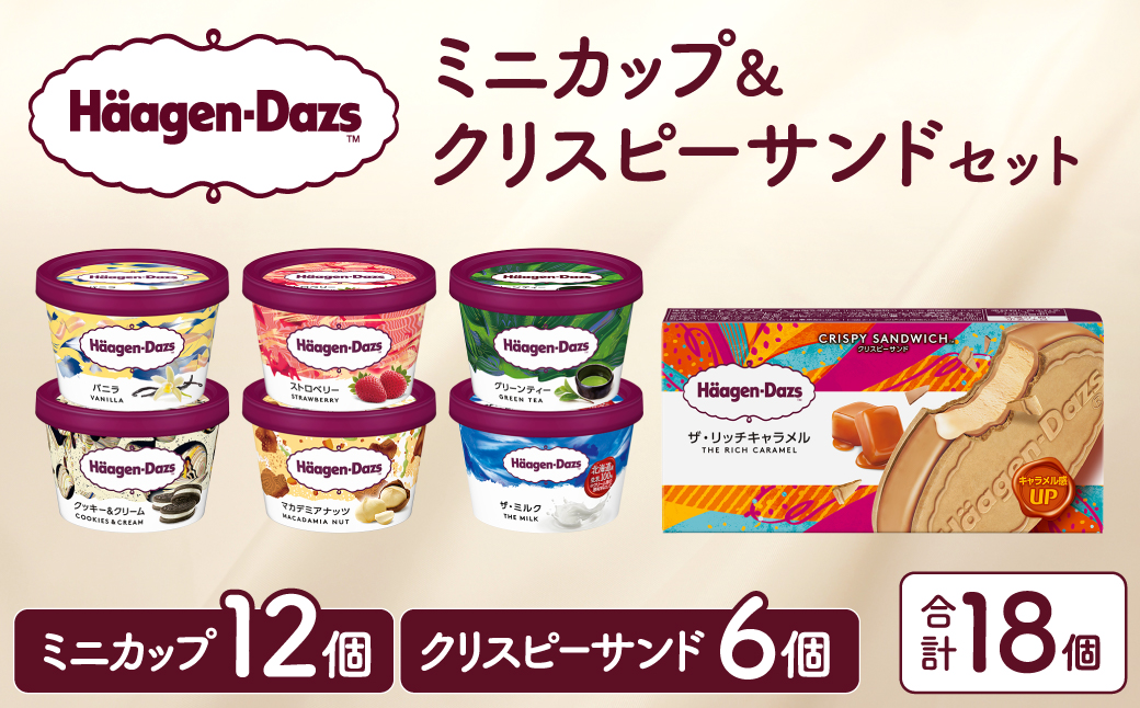 ハーゲンダッツ『ミニカップ(12個)＆クリスピーサンド(6個)セット』アイスクリーム アイス スイーツ デザート_H0016-126