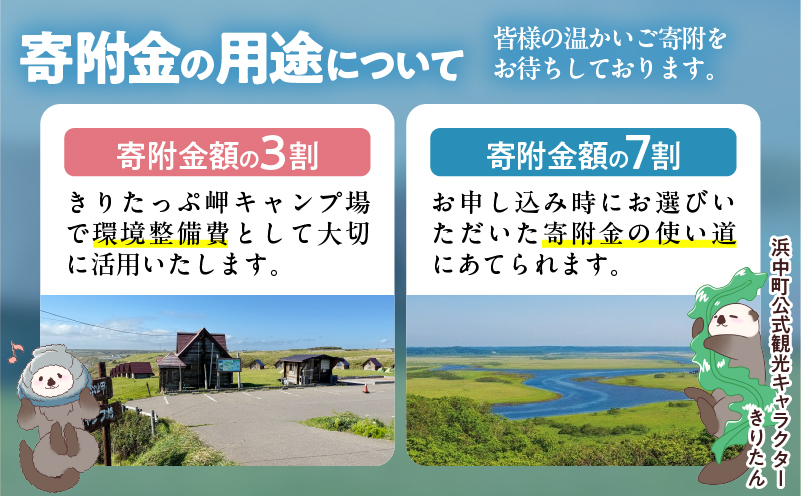 【返礼品なし】浜中町『きりたっぷ岬キャンプ場』4,000円　応援支援寄附_H0028-004