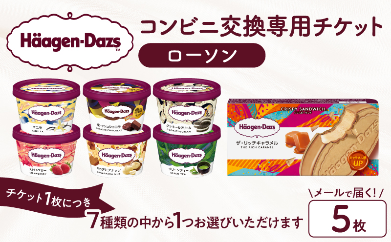 【メールで届く】ハーゲンダッツ アイスクリーム『コンビニ交換専用チケット　5個交換（ローソン）』_H-rogift005