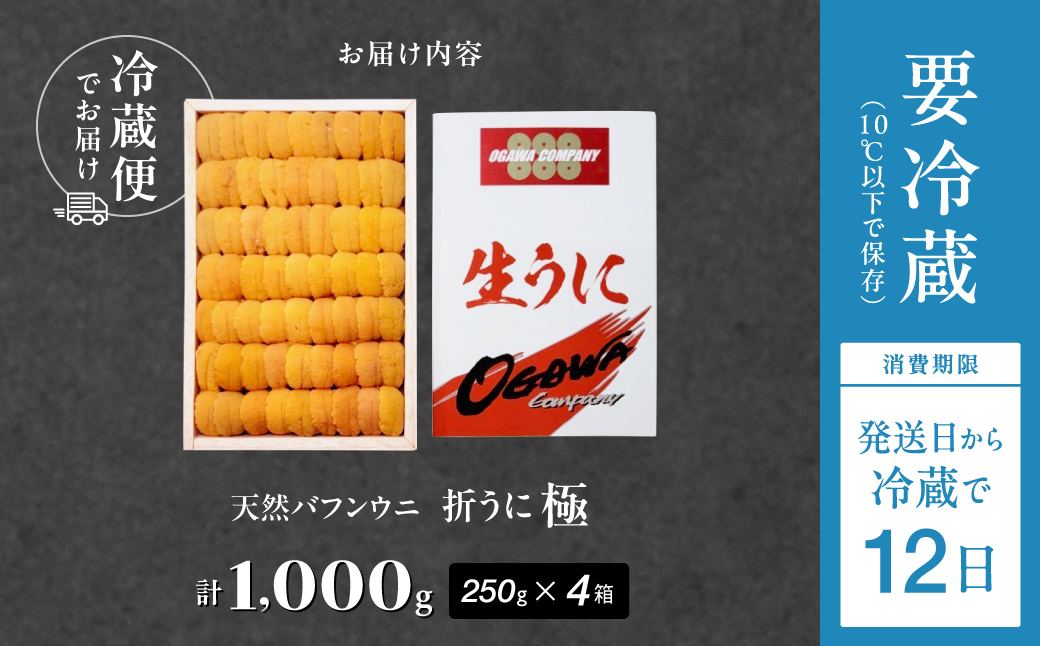 ≪プロ厳選≫最高級折うに(極)計1000g うに ウニ 雲丹 折うに 海鮮 海産物 北海道 浜中町 ふるさと納税 人気_H0014-103