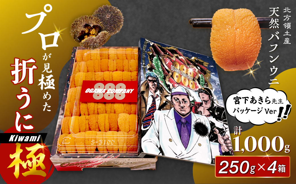 ≪プロ厳選≫最高級折うに(極)宮下あきら先生パッケージVer計1000g うに ウニ 雲丹 折うに 海鮮 海産物 北海道 浜中町 ふるさと納税 人気_H0014-108