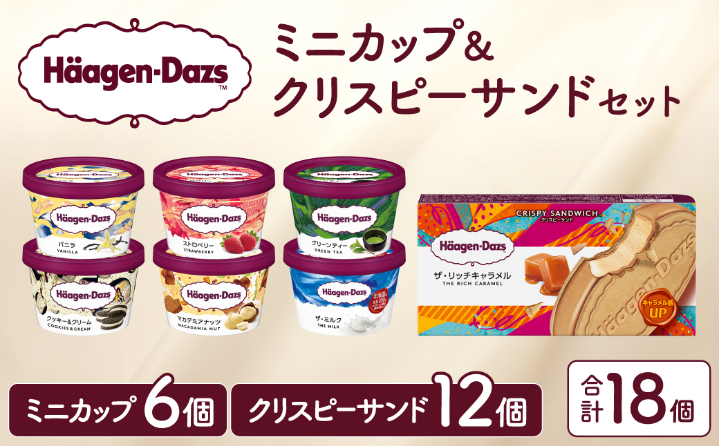 ハーゲンダッツ『ミニカップ(6個)＆クリスピーサンド(12個)セット』アイスクリーム アイス スイーツ デザート_H0016-125