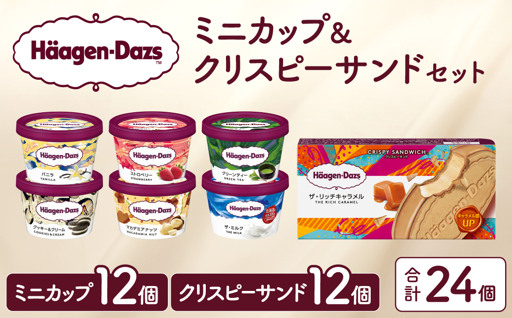 ハーゲンダッツ『ミニカップ(12個)＆クリスピーサンド(12個)セット』アイスクリーム アイス スイーツ デザート_H0016-135