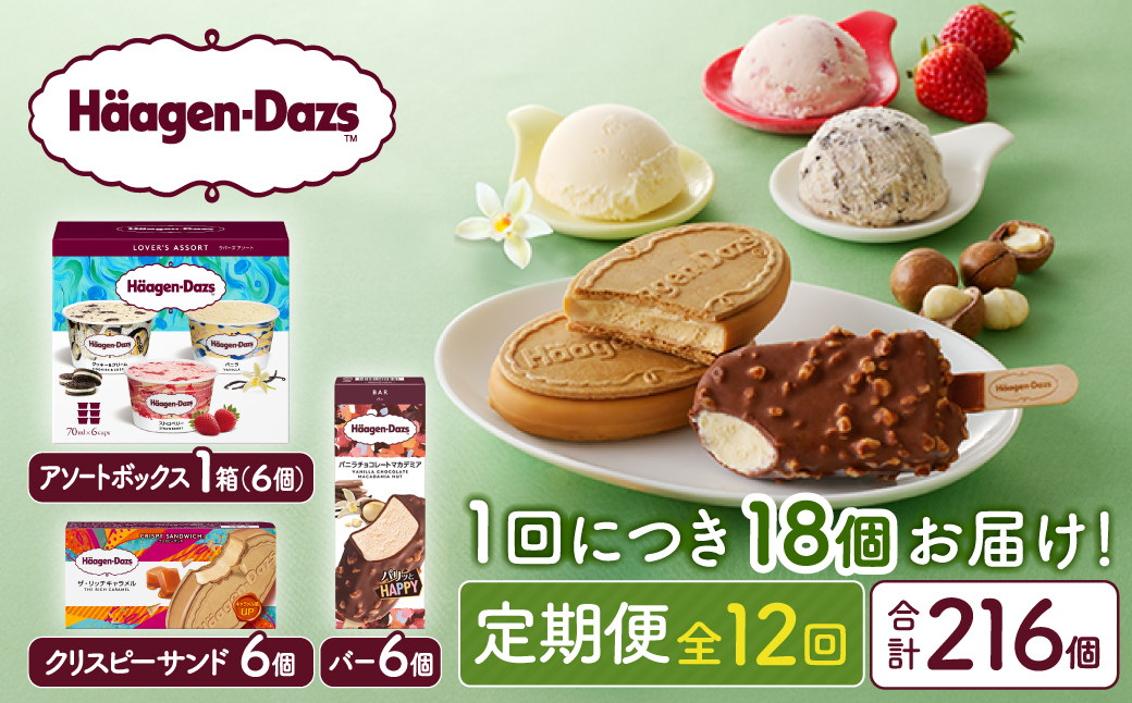 ＜全12回定期便・連続＞ハーゲンダッツ『3種の贅沢ギフトセット(合計216個)』アイスクリーム アイス スイーツ デザート_H0016-144