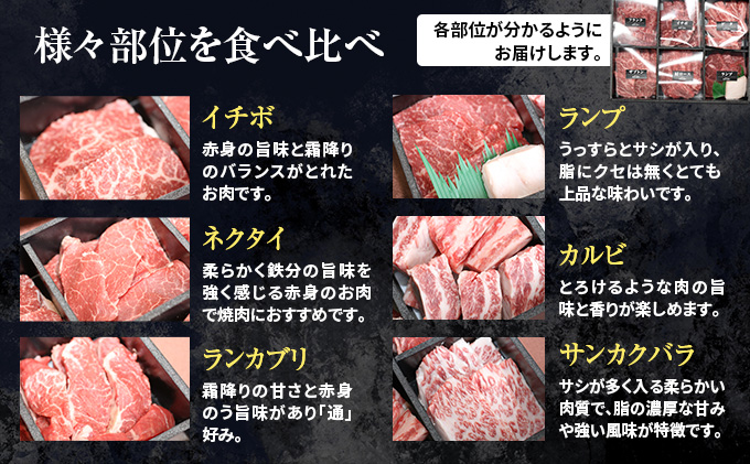 焼肉 北海道産 星空の黒牛 厳選6種 食べ比べ 約650g 牛肉 牛 お肉 バーベキュー ロース カルビ 肉