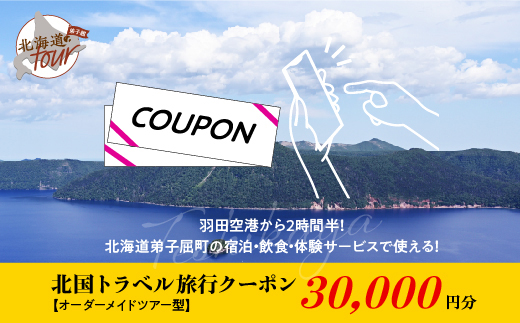 【北海道ツアー】964. 旅行クーポン券 弟子屈町 オーダーメイドツアー型（30,000円分）トラベルクーポン 旅行券 宿泊券 飲食券 体験サービス券 事前予約 ひがし北海道 川湯温泉 屈斜路湖 旅行チケット