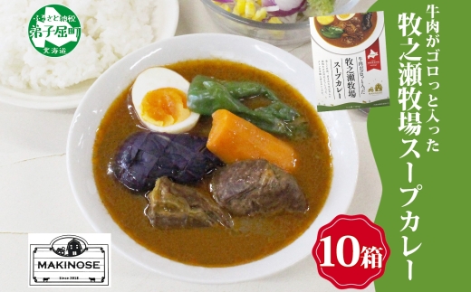 3023. ビーフ スープカレー 300g 10箱 カレー ビーフカレー スープ 牛 牛肉 放牧牛 牧場 レトルトカレー レトルト食品 レトルト 湯煎 レンジ 牧之瀬牧場 送料無料 北海道 弟子屈町