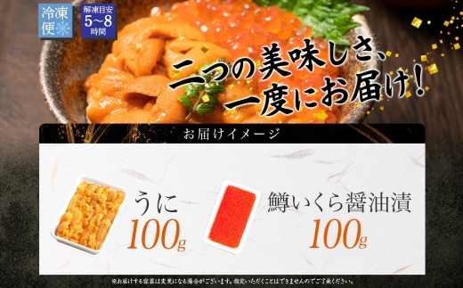 2518. うに チリ産 冷凍 100g 鱒いくら醤油漬け 100g セット ウニ 雲丹 ますいくら 鱒 マス イクラ いくら いくら醤油漬け 海鮮 海鮮丼 送料無料 北海道 弟子屈町