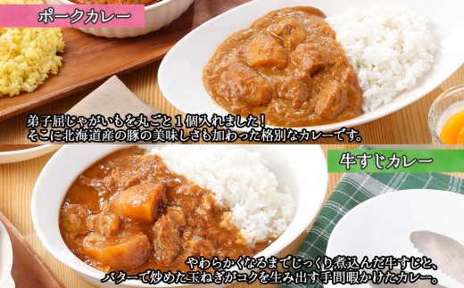 780. カレー 4種 食べ比べ 計4個 中辛 スープカレー ビーフカレー ポークカレー 牛すじカレー じゃがいも 牛 牛肉 豚肉 肉 鳥 鶏 業務用 レトルトカレー 保存食 備蓄 まとめ買い 送料無料 北海道 弟子屈町