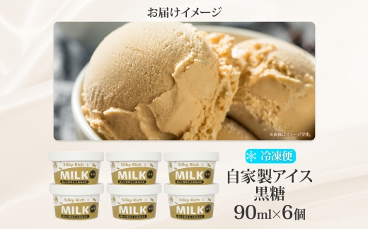 3230. 牧之瀬牧場 自家製アイス 黒糖  90ml 6個 アイス 氷菓子 黒糖味 フレーバー 牧場 手作り セット おやつ デザート スイーツ 冷凍 ギフト 送料無料 北海道 弟子屈町