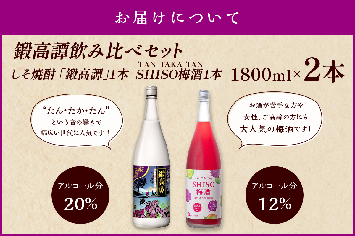 鍛高譚(たんたかたん)・鍛高譚の梅酒[1800ml]【2本セット】
