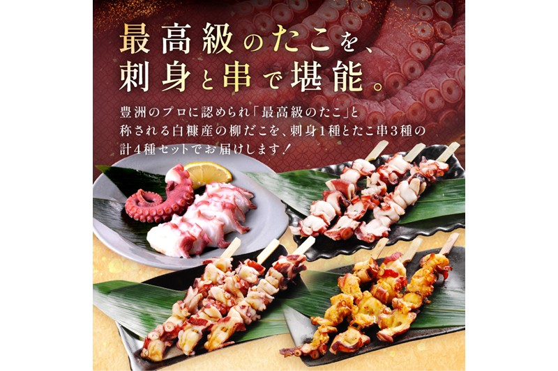 「しらぬか産柳だこ」とBBQに「たこ串(塩味・味噌味・醤油味)」のセット