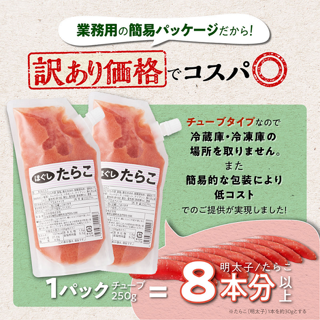 キャップ付きチューブタイプ ほぐしたらこ【250g×4 合計1kg】